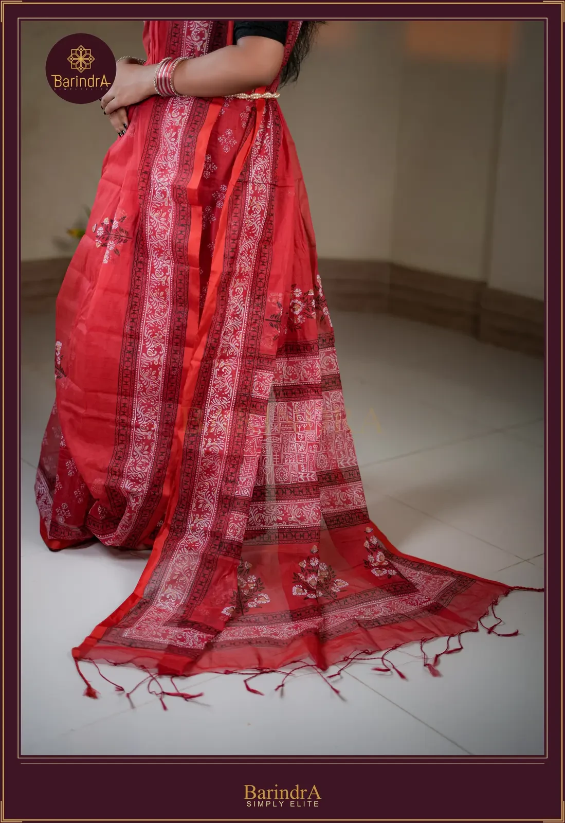 Bodhua saree showing full drape length